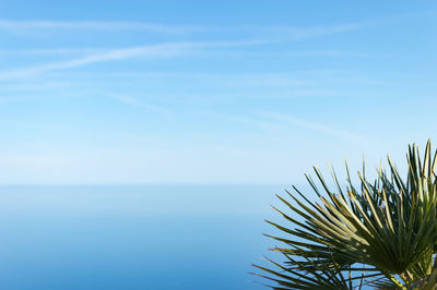 Scenic view of calm sea against blue sky