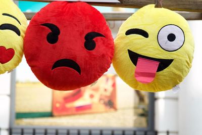 Smiley face pillows for sale at portobello market