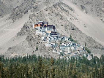 High angle view of village amidst buildings