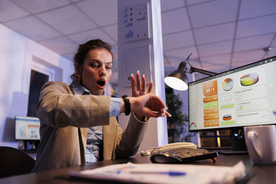 Business colleagues working in office