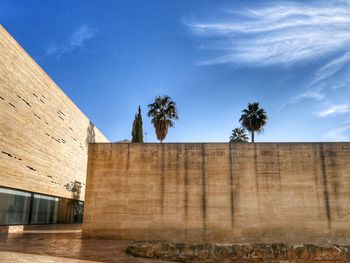 Low angle view of fort against blue sky