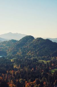 Scenic view of mountains against clear sky