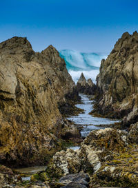 Rocky foreshore with thundering ocean 