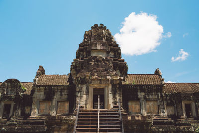 Low angle view of temple building against sky