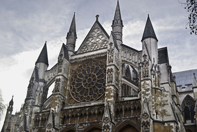 Low angle view of temple building against sky