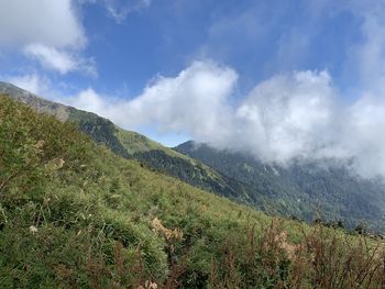 Scenic view of mountains against sky
