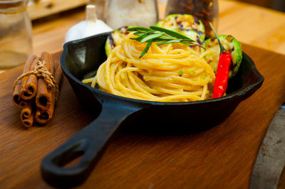 Close-up of food in bowl on table