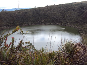 Scenic view of lake against sky