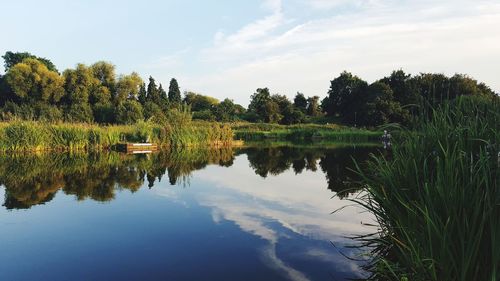 Scenic view of lake against sky