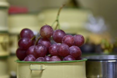 Close-up of grapes in container