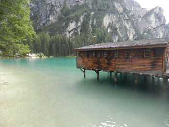 Scenic view of lake against mountain