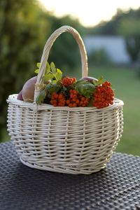 Close-up of strawberries in basket