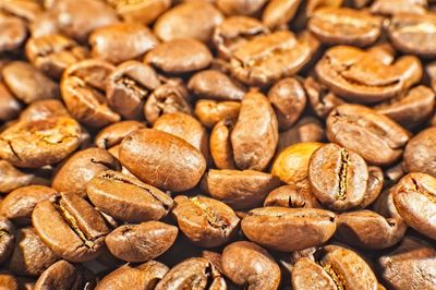 Full frame shot of roasted coffee beans