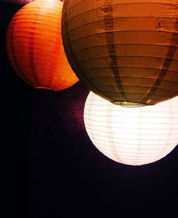 Low angle view of illuminated lantern