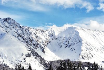 Scenic view of snow covered mountains