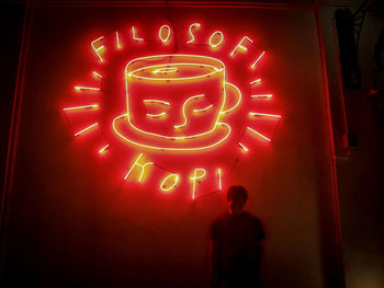 Close-up of illuminated light painting on the wall