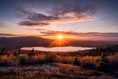 Scenic view of landscape against sky during sunset