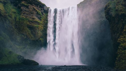 Scenic view of waterfall in forest