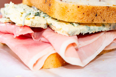 Close-up of sandwich served in plate