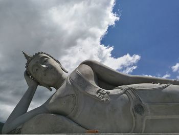 Low angle view of statue against sky