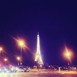 Illuminated eiffel tower at night