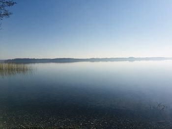 Scenic view of lake against clear sky