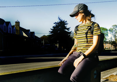 Woman sitting outdoors