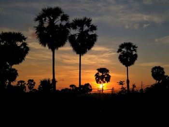 Silhouette palm trees against sky during sunset
