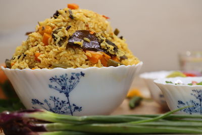 Close-up of food in bowl on table