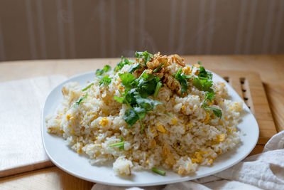 Close-up of meal in plate on table