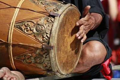 Hand playing kendang, indonesian traditional percussion