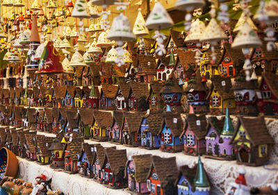 Close-up of christmas decorations for sale