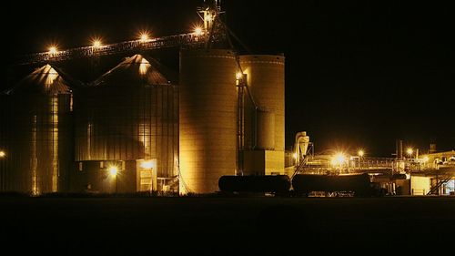 Illuminated building at night