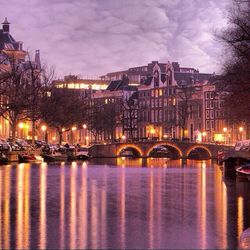 View of river with buildings in background