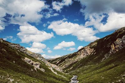 Low angle view of mountains against sky