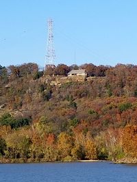 Scenic view of landscape against clear blue sky
