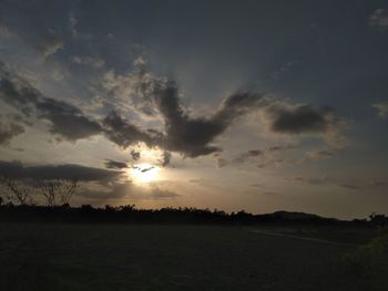 Scenic view of silhouette landscape against sky during sunset