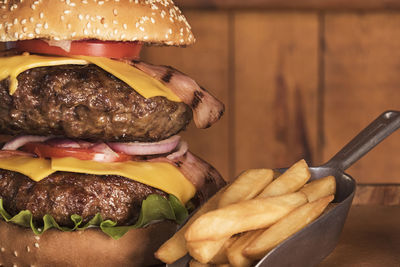 Close-up of burger