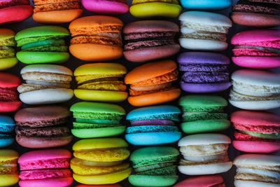 Full frame shot of multi colored macaroons