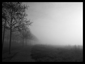 Scenic view of landscape in foggy weather