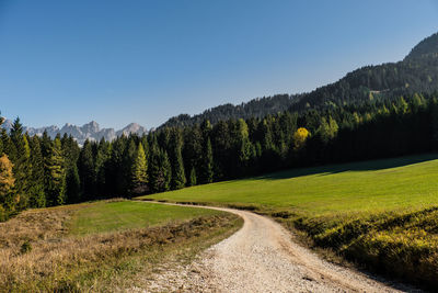 Scenic view of land against clear sky