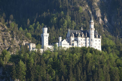 Low angle view of palace amidst trees on mountain