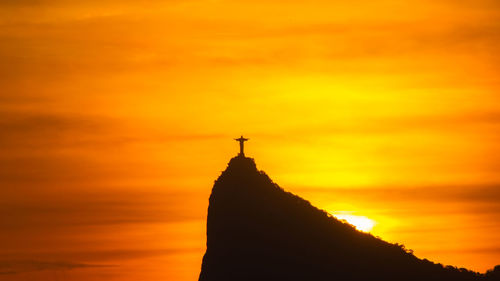 Silhouette of temple during sunset