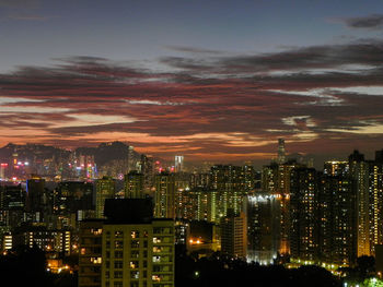 Illuminated city at night