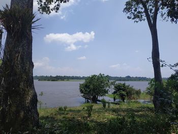 Scenic view of lake against sky