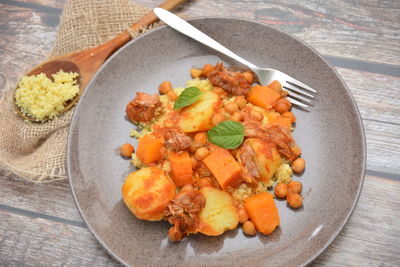 Close-up of meal served in plate