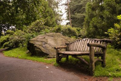 Empty bench in forest