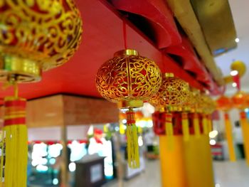 Low angle view of illuminated lanterns