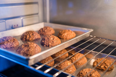 High angle view of food in tray