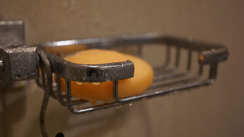 Close-up of soap on shelf